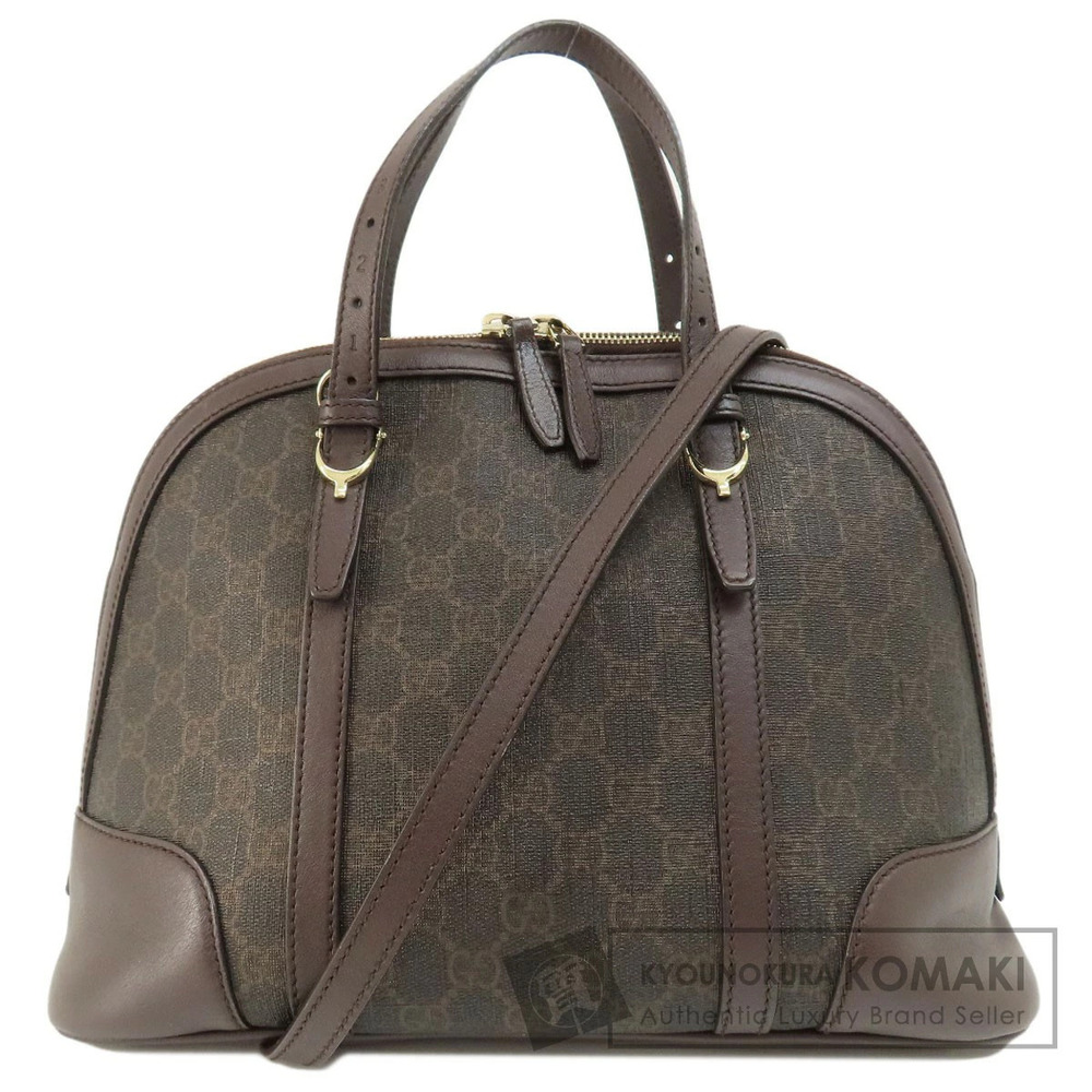 GUCCI GG Handbag Shoulder Bag Tote Leather Brown